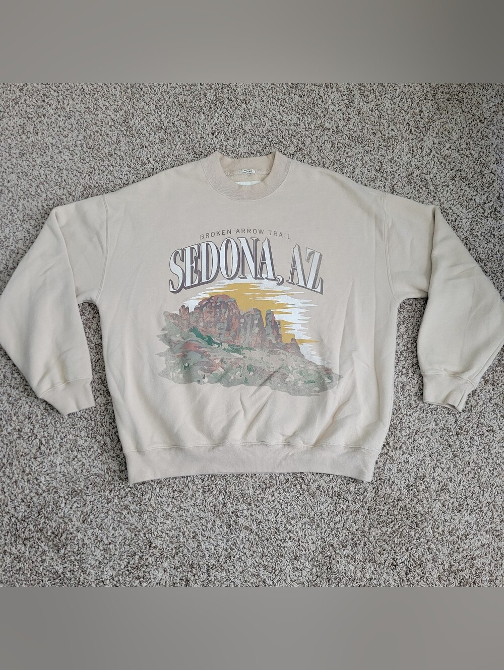 Abercrombie & Fitch Sweatshirt Broken Arrow Trail Sedona AZ Tan Brown Medium